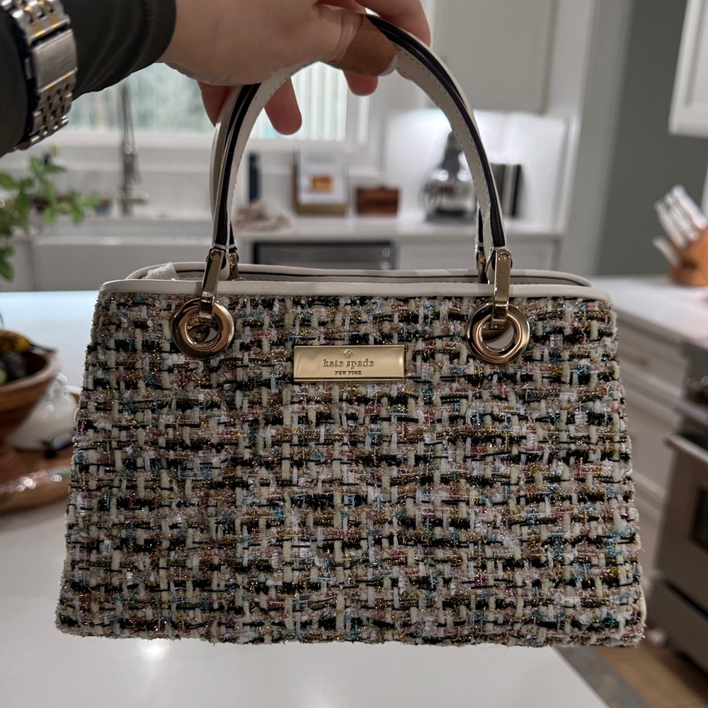 Kate Spade Multicolor Tweed Satchel with Gold Hardware